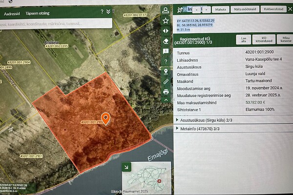 plot for sale, residential land - Vana-Kasepõllu tee 4, Sirgu, Luunja vald, Tartumaa